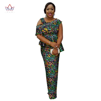 Africa de haine Plus Dimensiunea Set de Două Piese Maxi Africane Purta Petrecere Costum Fusta Femei Top Si Fusta Set Haine de Vara WY2596