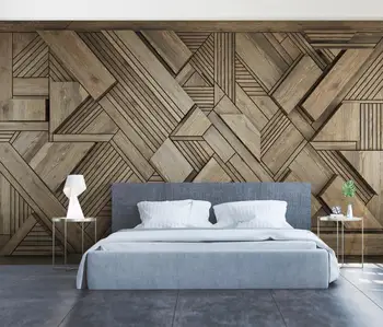 beibehang Personalizate Geometrice din lemn de cereale Peisaj imagini de fundal pentru camera de zi Dormitor decor TV de Fundal Fotografie de Arta murala Tapet