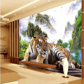 wellyu Personalizate picturi murale de mari dimensiuni Tiger Tiger pe tigru rege dominator TV living cu canapea tapet de fundal