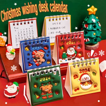 2024 Cadou De Crăciun Mini-Calendar De Birou Desene Animate Stereograph Mici Ornamente Creative Calendar