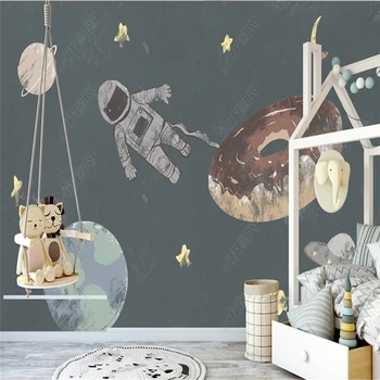 Nordic uri mici proaspete spațiu univers tapet astronaut camera copiilor decor dormitor fundal pictura pe perete tapet