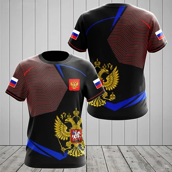 Rusia Flag pentru Bărbați T-shirt O-gât rusă Tricou Imprimat 3D Supradimensionate Moda cu Maneci Scurte Îmbrăcăminte pentru Bărbați Bluze Largi Streetwear