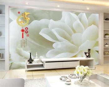 Beibehang 3D Tapet Jad sculptat pește flori de relief murală de fundal de perete camera de zi dormitor fundal TV murale 3d tapet