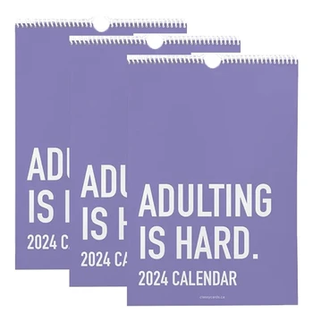 3PCS Adulting Este Greu 2024 Calendar, 2024 Lunar de Inspiratie Calendar de Perete Pentru Adulți, Planificatorii De Birou Calendar Durabil