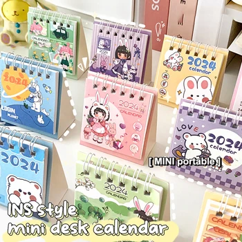 2024 Mini-Calendar De Birou Mic, Drăguț, Desene Animate, Anime, Fată De Anul Nou Calendar Portabil Creative Calendar Lunar Decor De Birou